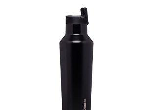 زجاجة مياه معزولة من Corkcicle Canteen مع مصاصة ، أسود لامع ، تحمل 20 أونصة