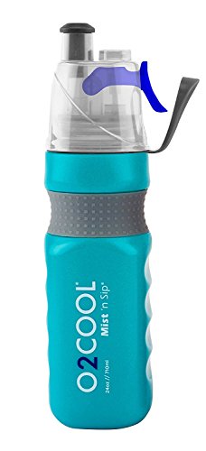 زجاجة O2COOL Power Flow Grip مع ضباب كلاسيكي أعلى 24 أونصة ، أزرق مخضر زجاجة O2COOL Power Flow Grip مع ضباب كلاسيكي أعلى 24 أونصة ، أزرق مخضر