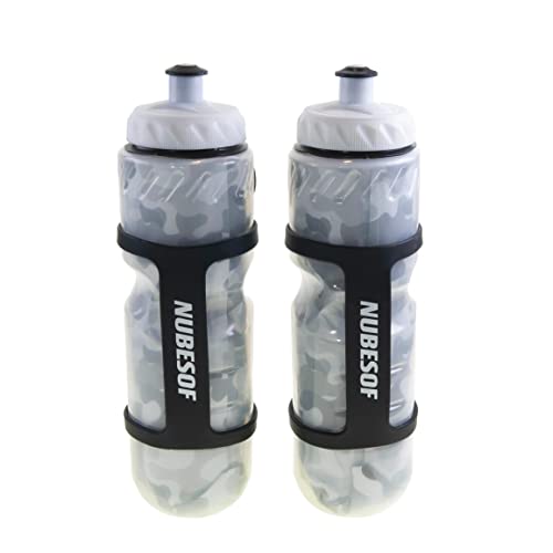 Nubesof Bottle Sport Insulated Squeeze Water Bottles ، عبوتان 25 أونصة من زجاجات ماء الدراجة خفيفة الوزن تحافظ على السائل باردًا لمدة 4 ساعات ، مع مقبض حامل مانع للانزلاق (رمادي) Nubesof Bottle Sport Insulated Squeeze Water Bottles ، عبوتان 25 أونصة من زجاجات ماء الدراجة خفيفة الوزن تحافظ على السائل باردًا لمدة 4 ساعات ، مع مقبض حامل مانع للانزلاق (رمادي)