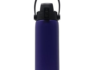 زجاجة مياه رياضية Aquatix جديدة (بنفسجي ، 21 أونصة) من الفولاذ المقاوم للصدأ بجدار مزدوج معزول بالشفط بغطاء علوي مريح مع مقبض حزام قابل للإزالة - تحافظ على المشروبات باردة 24 ساعة / ساخنة 6 ساعات