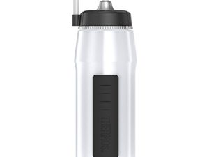 زجاجة ترطيب Thermos قابلة للضغط مع مصاصة طويلة ، 24 Ounce ، أبيض