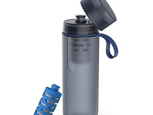زجاجة مياه فيليبس Water GoZero Active خالية من البيسفينول A مع فلتر مياه صنبور للياقة البدنية ، زجاجة ماء رياضية ، خفيفة الوزن ، أزرق ، 20 أونصة مع فلتر اللياقة البدنية ، أزرق