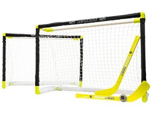 مجموعة أهداف Franklin Sports Hockey للركبة - أهداف الهوكي الصغيرة - هدفان - رف علوي Pro Style - مجموعة هوكي للأطفال - NHL ، أبيض