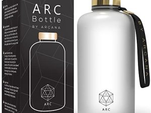 زجاجة مياه ARCANA Arc مع محدد الوقت - زجاجات مياه تحفيزية مع أوقات للشرب - بلاستيك مصنفر خالٍ من BPA - صالة رياضية ، رياضية ، في الهواء الطلق (74 أونصة ، شفافة)