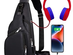 حقيبة ظهر بحمالة كروس للنساء والرجال حقيبة صدر للمشي لمسافات طويلة مع منفذ شحن USB للتخييم وركوب الدراجات والسفر وركوب الدراجات