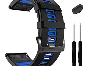 26 ملم متوافق مع أشرطة ساعة Garmin Fenix 5X وأشرطة سيليكون ناعمة لـ Fenix 7X / Enduro / Fenix 6X Pro / Fenix 6X / Fenix 5X Plus / Fenix 3 HR / Descent Mk2i / Tactix Delta