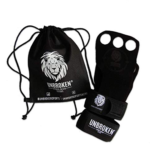 Unbroken Sports Wear الجمباز القبضات - سحب ، رفع الأثقال ، شكا من الذقن ، التدريب ، التمرين ، Kettlebell. يحمي النخيل! جلد سويدي أسود + دعم معصم من النيوبرين Unbroken Sports Wear الجمباز القبضات - سحب ، رفع الأثقال ، شكا من الذقن ، التدريب ، التمرين ، Kettlebell. يحمي النخيل! جلد سويدي أسود + دعم معصم من النيوبرين