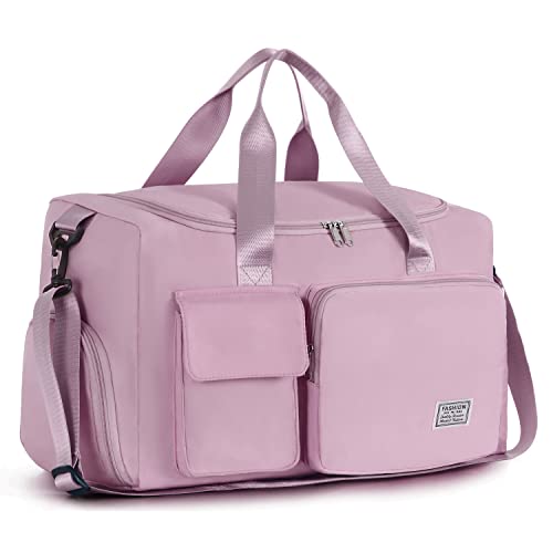 FIORETTO Womens Sports Gym Duffle Bag مع مقصورة للأحذية ، حقيبة سفر ليلية للنساء ، حقيبة مستشفى Holdall مقاومة للماء قابلة للطي للسباحة ، كرة السلة باللون الوردي FIORETTO Womens Sports Gym Duffle Bag مع مقصورة للأحذية ، حقيبة سفر ليلية للنساء ، حقيبة مستشفى Holdall مقاومة للماء قابلة للطي للسباحة ، كرة السلة باللون الوردي