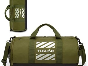 TUGUAN Gym Bags for Men Women Travel Duffle Bag مع جيب مبلل ومقصورة للأحذية بين عشية وضحاها وحقيبة من القماش الخشن في عطلة نهاية الأسبوع حقيبة رياضية للجيم الرياضي للرجال 45L ، أخضر