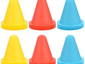 CM Pack of 24 Sport Training Marker Cone مخروط بلاستيكي لدراجة كرة القدم وكرة السلة ، 3 بوصات ، ألوان عشوائية