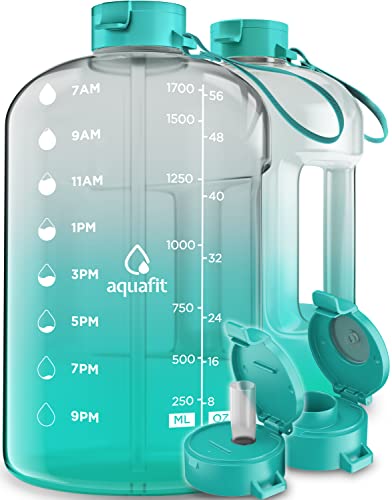 زجاجة ماء AQUAFIT سعة نصف جالون مع أوقات للشرب - زجاجة ماء 64 أونصة مع مصاصة - إبريق ماء - زجاجة ماء تحفيزية - زجاجة ماء كبيرة - زجاجة ماء رياضية مع محدد وقت للجيم زجاجة ماء AQUAFIT سعة نصف جالون مع أوقات للشرب - زجاجة ماء 64 أونصة مع مصاصة - إبريق ماء - زجاجة ماء تحفيزية - زجاجة ماء كبيرة - زجاجة ماء رياضية مع محدد وقت للجيم