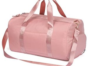 MABROUC Duffle Bag For Women، Sports Duffel Bag For Gym with Wet Pocket & Shoe Compartment، Overnight Weekender Travel Bag (Pink)