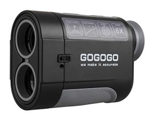 Gogogo Sport Vpro Golf & Hunting Range Finder - جهاز تحديد المدى بالليزر لقياس المسافة مع وظيفة اهتزاز قفل عمود العلم عالية الدقة - المسح المستمر ، أسود مع مفتاح المنحدر