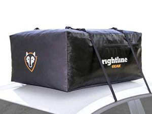 حامل علوي للسيارة من Rightline Gear Sport Jr ، مقاس 10 قدم مكعب للسيارات المدمجة ، وسحاب مقاوم للماء بنسبة 100٪ ، ومرفقات مع أو بدون رف سقف