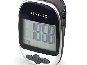 PINGKO Track Steps متعدد الوظائف محمول رياضي عداد الخطوات / المسافة / عداد السعرات الحرارية للياقة البدنية - أسود