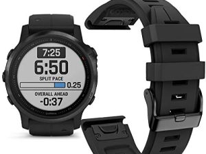 YOOSIDE for Fenix 6S / Fenix 5S Plus سوار ساعة سيليكون ، 20 ملم رياضي مقاوم للماء سريع التحرير سهل الملاءمة حزام معصم لـ Garmin Fenix 6S Pro / Sapphire، Fenix 5S / Fenix 5S Plus (أسود)