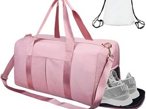 حقيبة دفل رياضية من ICEIVY Gym Duffle Bag الجافة والرطبة المنفصلة للجيم ، حقيبة رياضية واق من المطر ، حقيبة يد للتدريب ، حقيبة يوجا مع حقيبة ظهر برباط إضافي (وردي)