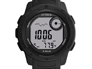 ساعة AVTREK الرقمية الرياضية للمراهق مع مقياس الارتفاع والبارومتر ، ساعة أوردور ، ساعة رياضية مضادة للماء للجيش العسكري (أسود إيجابي)