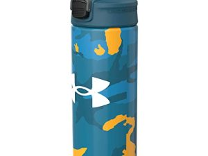 زجاجة ماء بروتيجي من Under Armor سعة 16 أونصة ، من الفولاذ المقاوم للصدأ ، معزولة بالشفط ، غطاء مقاوم للتسرب ، غطاء تصريف ذاتي ، للأطفال والكبار ، جميع الرياضات ، صالة الألعاب الرياضية ، التخييم ، يناسب حامل الدراجة
