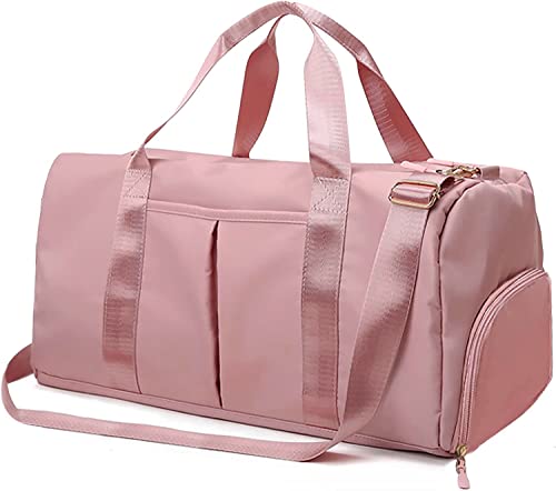 Suruid Sports Gym Bag Travel Duffel Bag for Women and Men Waterproof Weekender Overnight Tote حمل على حقيبة مع مقصورة للأحذية وجيب مبلل حزام خفيف الوزن قابل للتعديل - وردي Suruid Sports Gym Bag Travel Duffel Bag for Women and Men Waterproof Weekender Overnight Tote حمل على حقيبة مع مقصورة للأحذية وجيب مبلل حزام خفيف الوزن قابل للتعديل - وردي