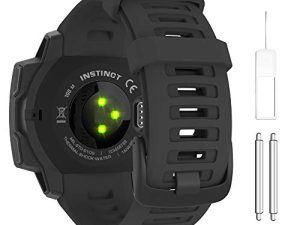 MoKo حزام ساعة متوافق مع Garmin Instinct Esports / Solar / Tactical / Tide Military Watch ، سوار بديل من السيليكون الناعم قابل للتعديل مناسب Garmin Instinct 2 Sports GPS Smart Watch - أسود