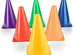 Champion Sports Office TC9SET Field Marker Cone ، أحمر / برتقالي / أصفر / أخضر / أزرق / أرجواني ، 9 US