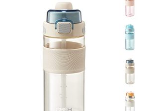 زجاجة ماء رياضية CMSH 24 أونصة و 32 أونصة زجاجة مياه قابلة للطي بقطر كبير مع مصاصة ومضادة للحروق ، تفتح بنقرة واحدة ، طريقتان للشرب ، مناسبة لجميع المناسبات.
