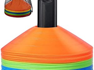 25 قطعة من أقماع Pro Disc - مخاريط كرة قدم بخمس ألوان مع حقيبة حمل وحامل للتدريب وكرة القدم والأطفال والرياضة وأقلام المخروط الميدانية (5 لكل لون)