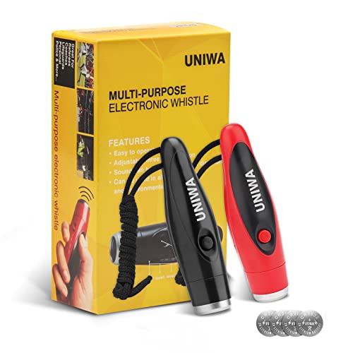صفارات UNIWA الإلكترونية ، عبوتان من صفارات كهربائية محمولة باليد 3 نغمات عالية الصوت مع حبل لحكم مدرب المعلم ، صافرة طوارئ للكرة الطائرة لكرة القدم صفارات UNIWA الإلكترونية ، عبوتان من صفارات كهربائية محمولة باليد 3 نغمات عالية الصوت مع حبل لحكم مدرب المعلم ، صافرة طوارئ للكرة الطائرة لكرة القدم