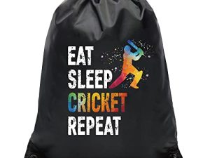 حقيبة ظهر Pishovi Eat Sleep Cricket Repeat برباط مقاومة للماء ، حقيبة رياضية للكريكيت للرجال والنساء ، هدايا لاعب الكريكيت ، هدية الكريكيت لمحبي لعبة الكريكيت ، فكرة هدية لمحبي الكريكيت