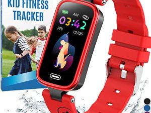 Inspiratek Kids Fitness Tracker لعمر 5-16,2022 ساعة تعقب مطورة للأطفال , ساعة مقاومة للماء للأطفال مع عداد الخطى , مراقب النوم وعداد السعرات الحرارية , ساعة لياقة بدنية للأطفال البنات والأولاد والمراهقين (أحمر)