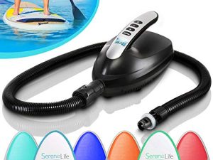 ضاغط مضخة هواء كهربائي رقمي - 110 واط 12 فولت منفاخ هواء سريع مع شاشة LCD ، 0-16 PSI قابل للتعديل - للرياضة المائية القابلة للنفخ والوقوف على لوح مجداف - SereneLife SLPUMP20