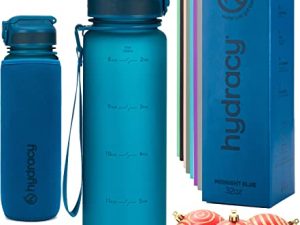 زجاجة ماء Hydracy مع أوقات للشرب وقش - زجاجة ماء تحفيزية كبيرة 32 أونصة خالية من البيسفينول A وأكمام بدون عرق - زجاجة صالة ألعاب رياضية مقاومة للتسرب مع محدد الوقت - هدية مثالية للياقة البدنية والرياضة والأنشطة الخارجية