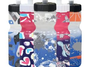 زجاجة ماء تغيير اللون للأطفال - 22 أونصة. زجاجات ضغط رياضية خالية من مادة BPA مع غطاء سهل الفتح / سحب علوي - مثالي للمدرسة والرياضة والأولاد والبنات - صنع في الولايات المتحدة الأمريكية (كرة القدم)