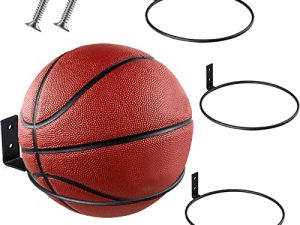 V-HOME Ball Storage Sports Ball Holder Rack for كرة السلة وكرة القدم والكرة الطائرة وكرة القدم ، وحامل وعاء الغراس الدائري ، مجموعة من 3 ، فولاذ ، أسود