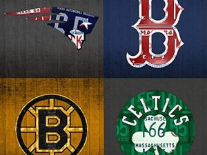 KPSheng Boston Sports Fan Vintage Massachusetts License Plate Art Patriots Red Sox Bruins Celtics Retro Vintage Metal Tin Sign Wall Plaque - For Cafe Beer Club Wall Home Decor 12x12 بوصة